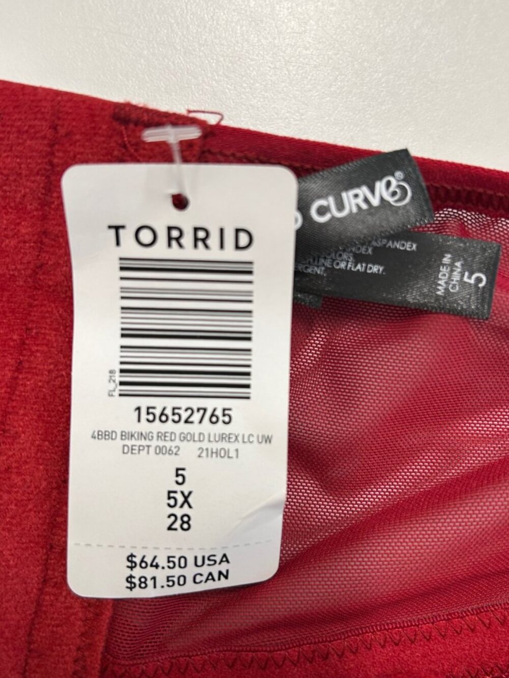 NWT Torrid Curve Plus Size 5X Red/Gold Lace Sheer Lingerie - Picture 5 of 5